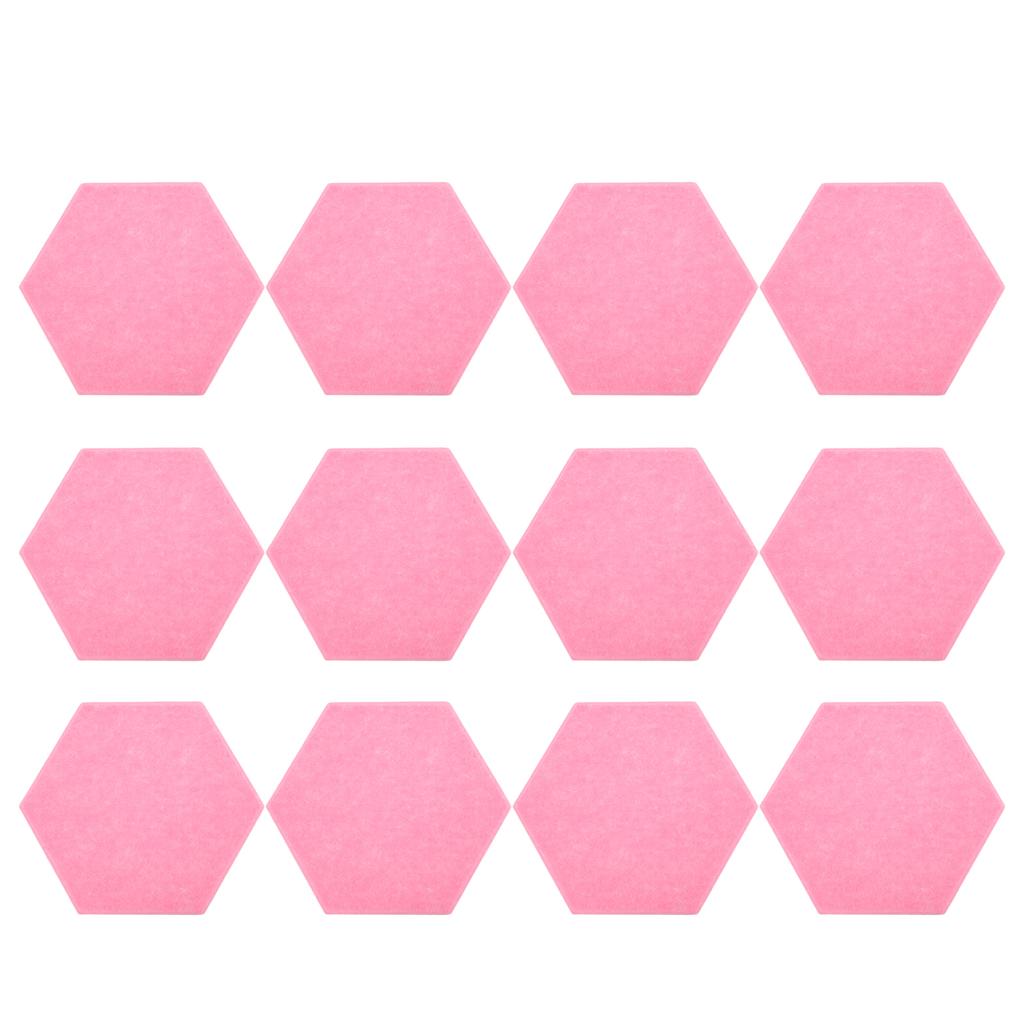 12Pcs Sound Absorption Board Hex Adhesive Acoustic Panels Wedges Wall Soundproof EnclosurePink