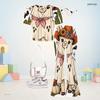 Girls Round Neck Short Sleeve Printed Top Flared Pants Witch Sea Turtle Print Two Piece Set