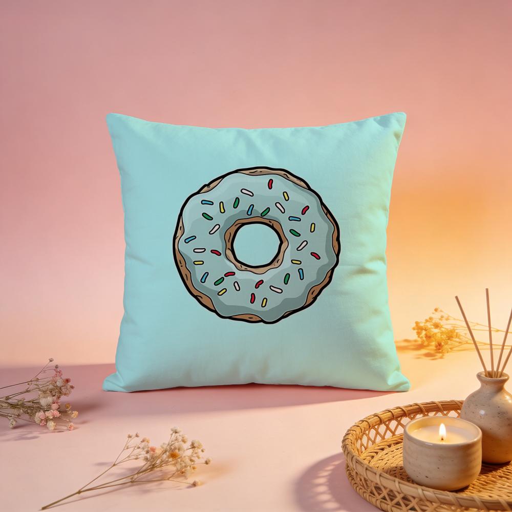 Sweet Donut Cartoon Print Cushion Cover Comfortable Durable Pillow Cover MultiScene for Home Office Car Sofa