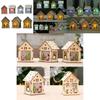Elegant Led Light Wood House Ornament For Christmas Tree Hanging Decor