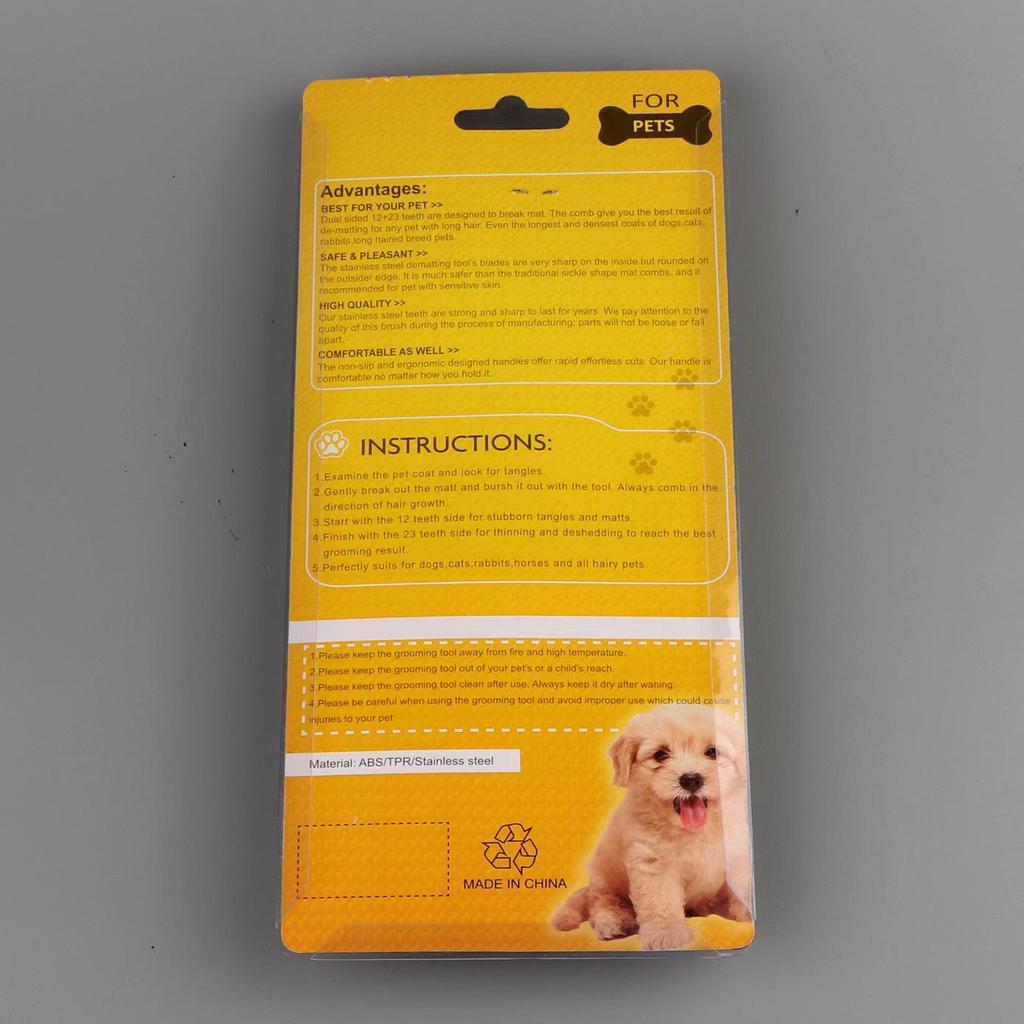 Double-Sided Pet Comb & Knot Rake for Dogs & Cats
