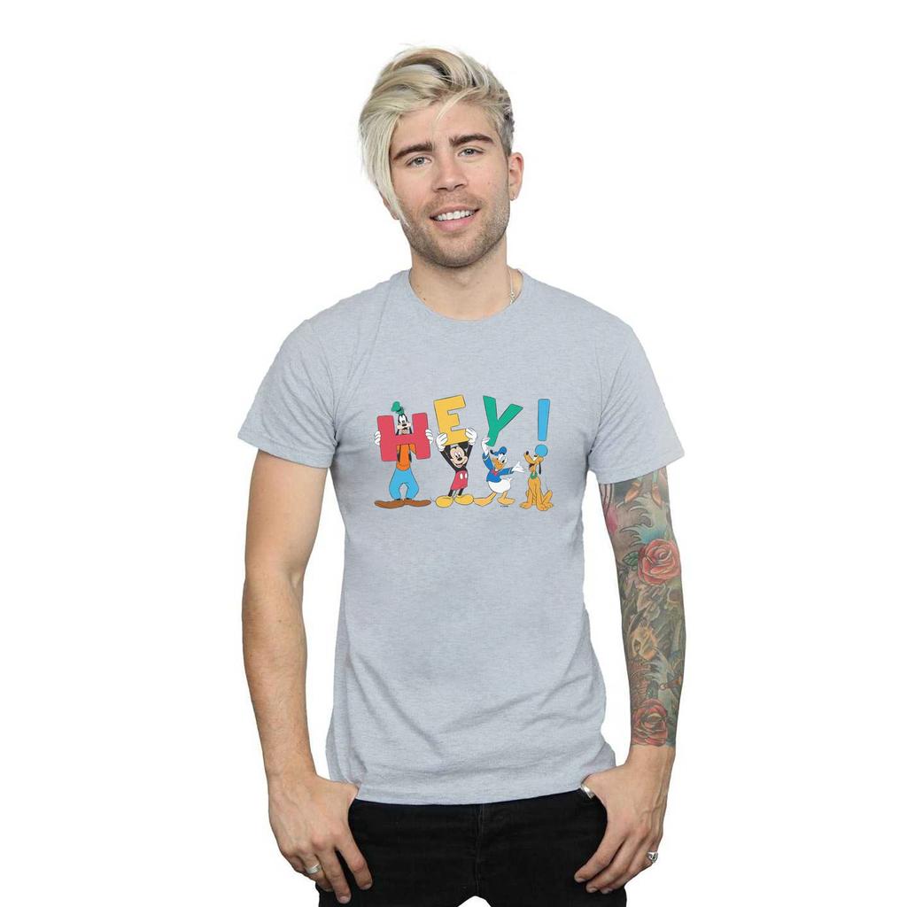 Disney Mens Mickey Mouse Friends Hey T-Shirt