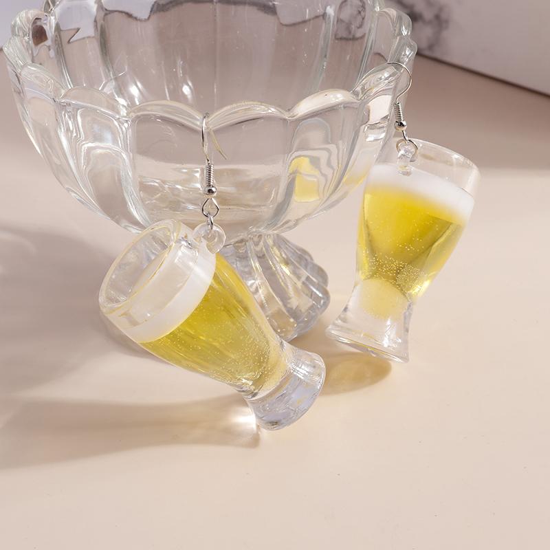 Fashion Resin 3D Drink Cup Drop Earrings for Women Girl Beer Milk Tea Ice Cream Dangle Earrings Jewelry Gift