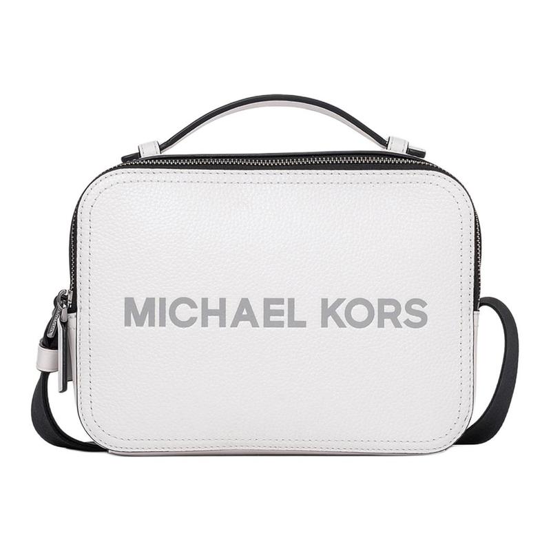 MICHAEL KORS Cooper logo logo zipper closure, cow leather and artificial leather, one-shoulder crossbody handbag, men s model, bright white белый
