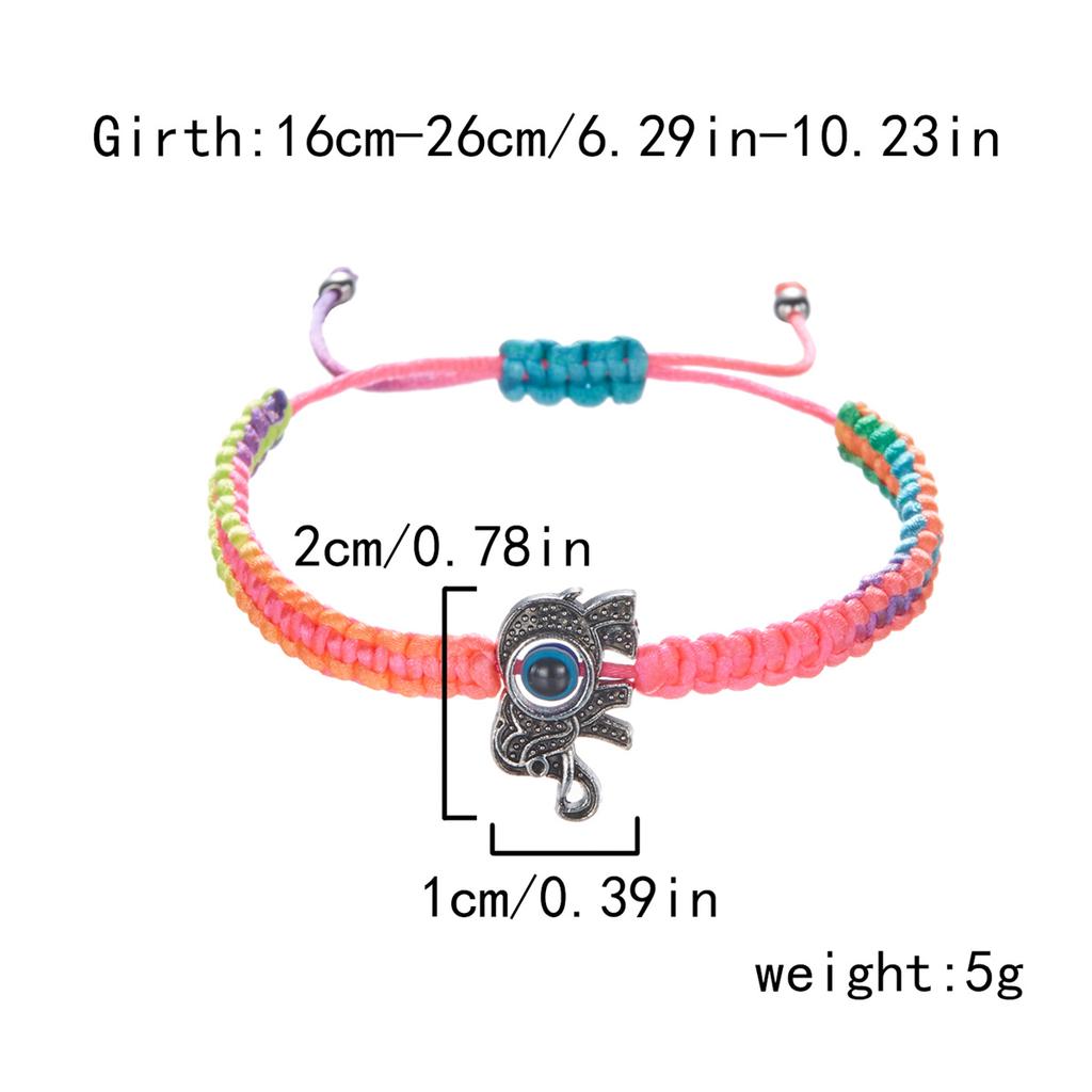 Retro Handmade Woven Evil Eyes Elephant Bracelet For Women Men Simple Classic Animal Evil Eye Bracelet Bangle Friendship Jewelry