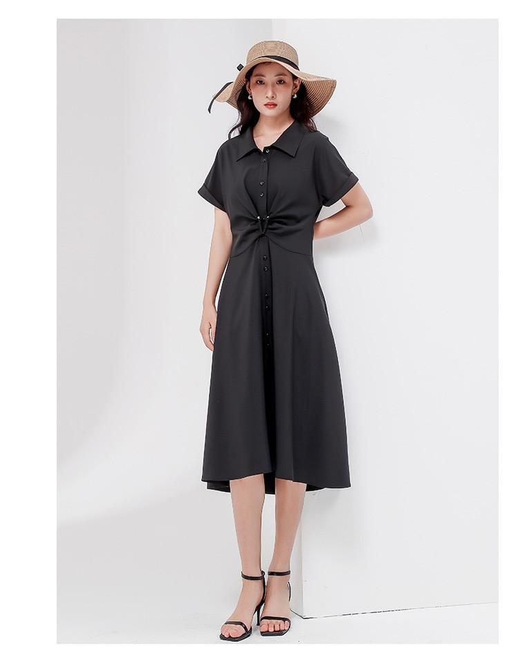 Shirt Skirt, Summer Commuting Temperament, Simple Women's Mid Length Dress