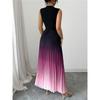 Graduated Color Sleeveless Round Neck Dress Long Skirt Korean Style Casual Fashion Comfortable Leisure Gradient Color Dress