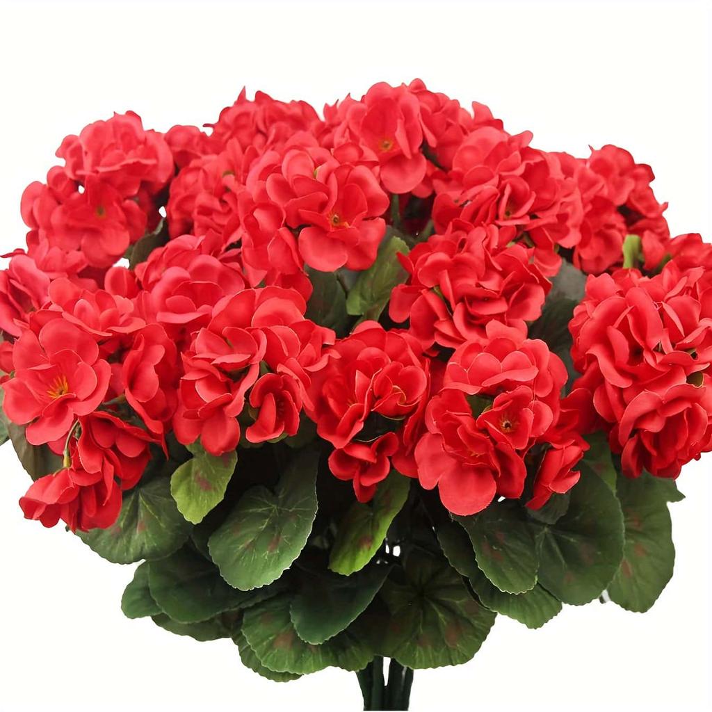 2/5pcs Realistic Artificial  Geraniums - Vibrant Floral Bouquets with Lush Green Leaves-Plastic Flowers for Indoor/Outdoor Decor