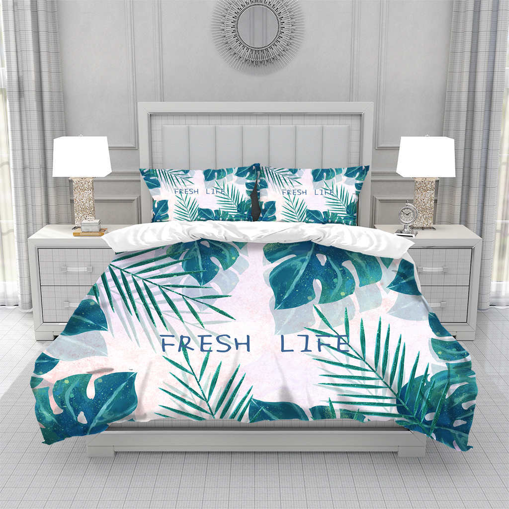 Tropical Hawaii King Queen Duvet Cover Hello Summer Palm Leaf Quilt Cover Exotic Bedding Set 2/3pcs Polyester Comforter Cover