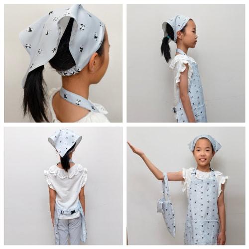 ANJOU Kids' Apron and Triangle Apron Set, 3-Piece Set, Waterproof, Water-Repellent, Wrinkle-Resistant, Unisex, Neck Strap, Adjustable Size, with Pocke