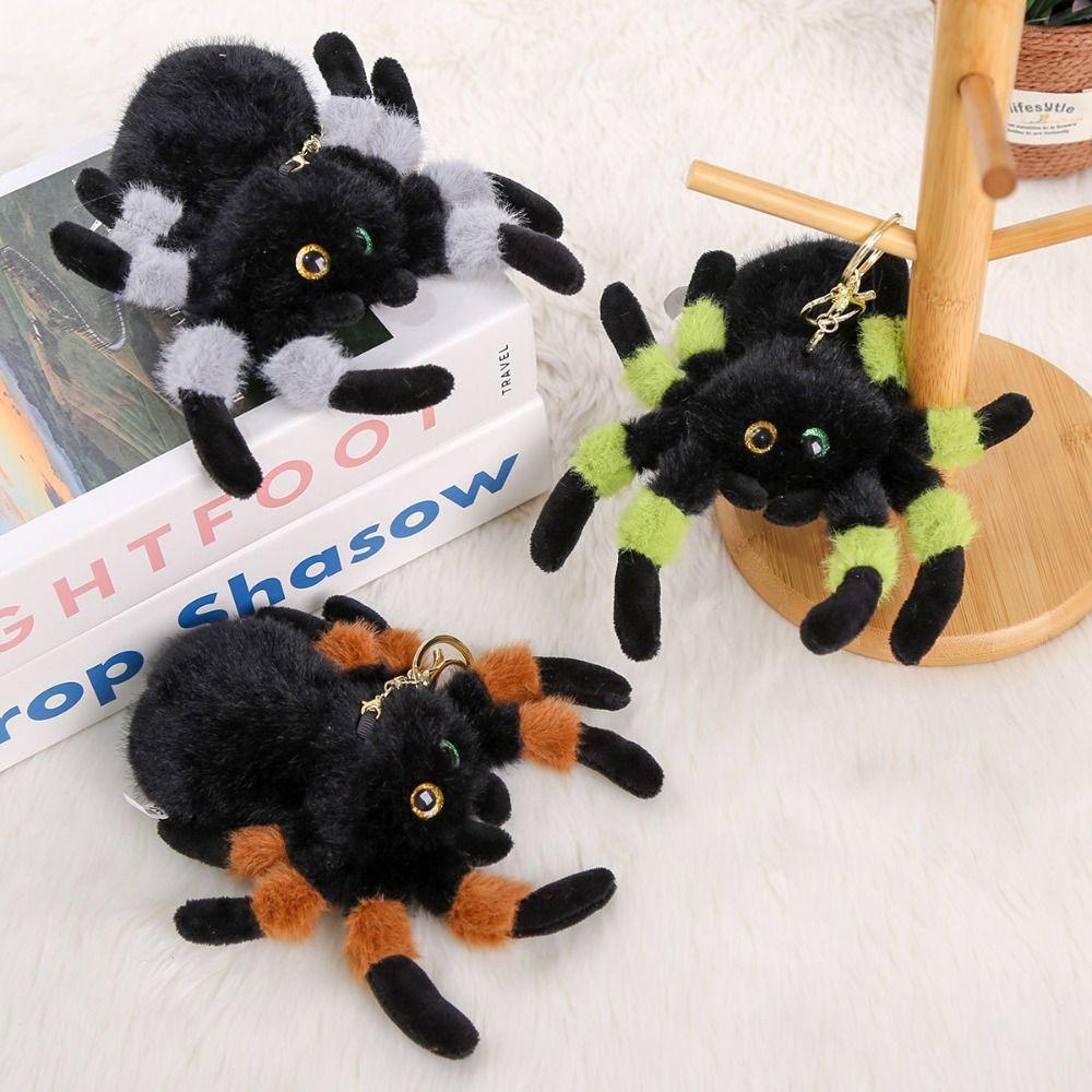 Simulation Colored Eye Spider Plush Pendant Fluffy Spider Plush Keychain Birthday Parties