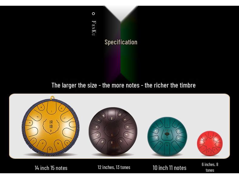 Éterický ocelový jazykový buben - 6/8/10/12/13/14 palcový Handpan perkusní nástroj.