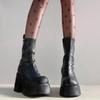 Women'S Spring Autumn New Side Zipper High Heel Boot Platform Mid-Calf Boots Fem Faionable