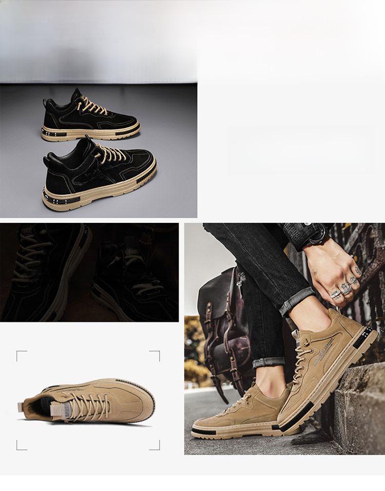 Botas de Trabajo Transpirables de Otoño para Hombre - Resistentes al Desgaste, Modernas, Zapatos de Tablero Casuales Negros para Combinar con Todo