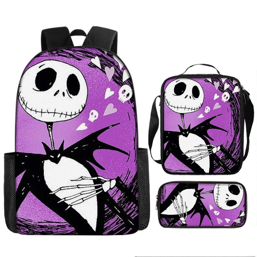 Halloween Backpack Pumpkin Ghost 3-Piece Set Schoolbag Kids Shoulder Bag Cute Bookbag for Boys Girls