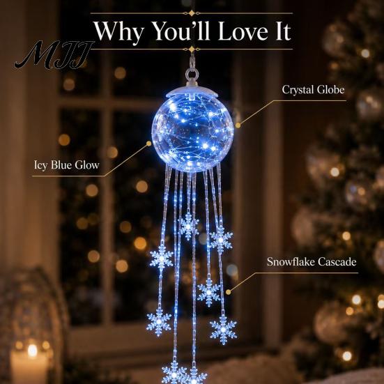 Decorative Hanging Ornaments for Tree LED Christmas Ornament, Icy Glow Sparkling Snowflake Cascade Decoration, Garden Window Decorations Winter