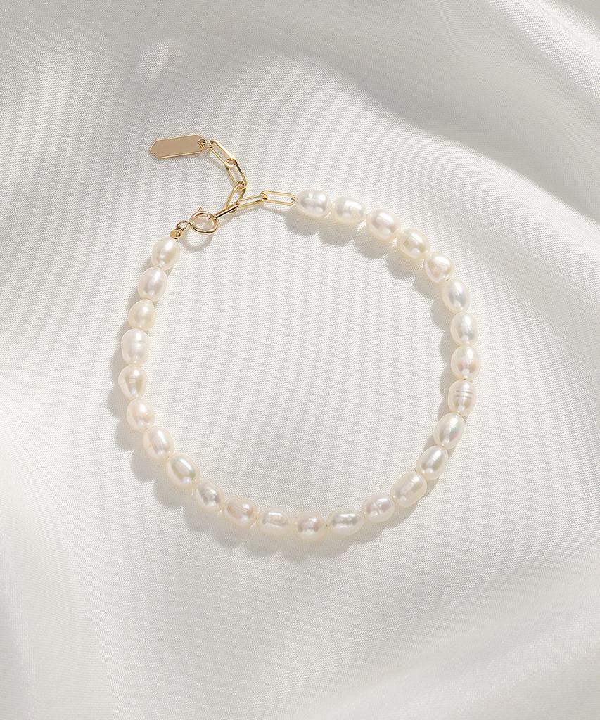Mcel 14K Bianca Freshwater Pearl Drop Chain Bracelet