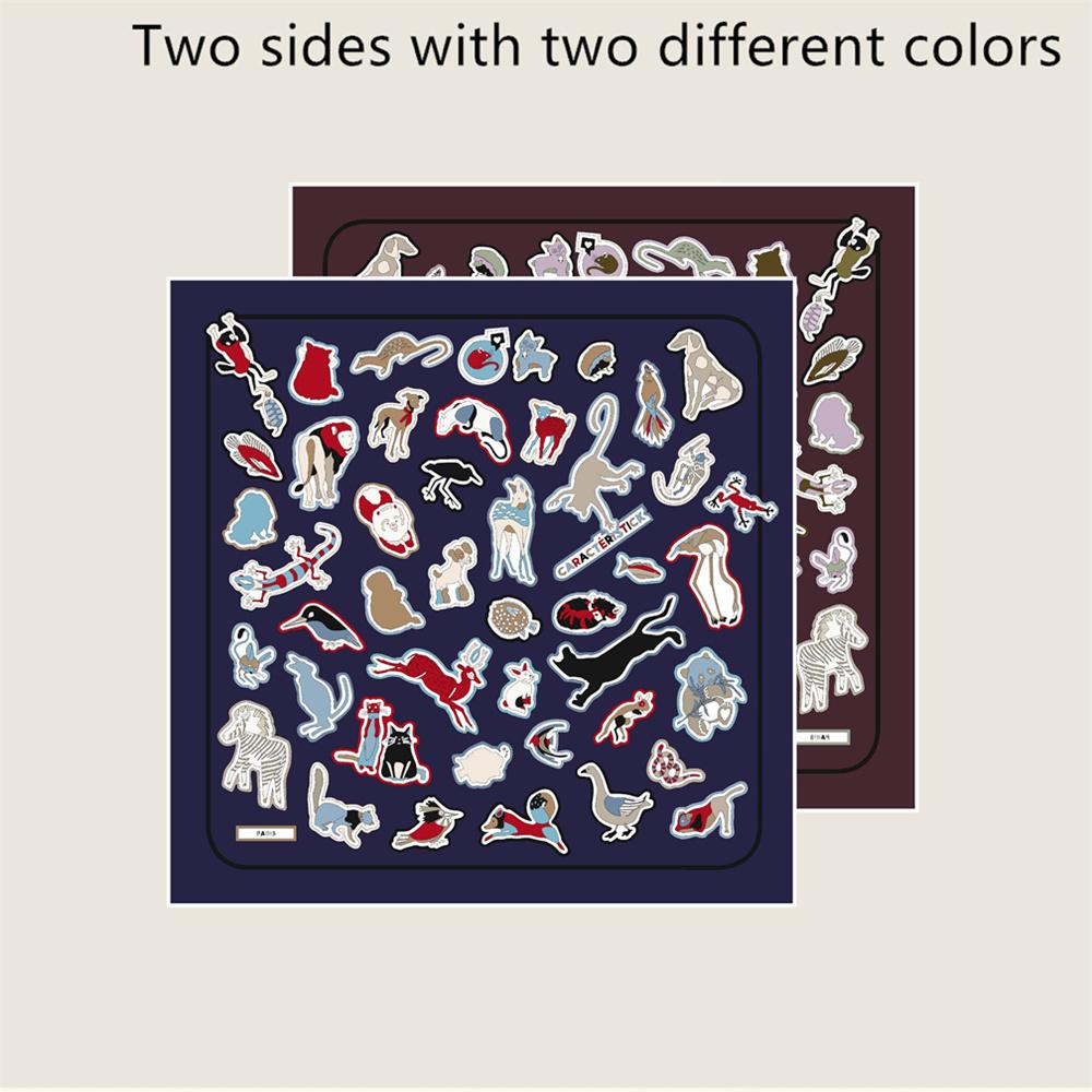 New Hand Rolled Twill Silk Scarf Women Fashion Double Side Printed Square Scarves Wraps Echarpes Foulards Femme Hijab 53CM