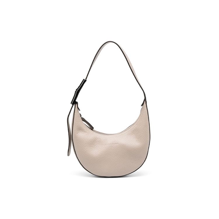 

Longchamp Le Roseau Essential 21 Embossed Logo Zipper Closure Leather Half Moon Handbag Women handbags Almond 10217968266 Basic Set (Bag+Dust Bag)