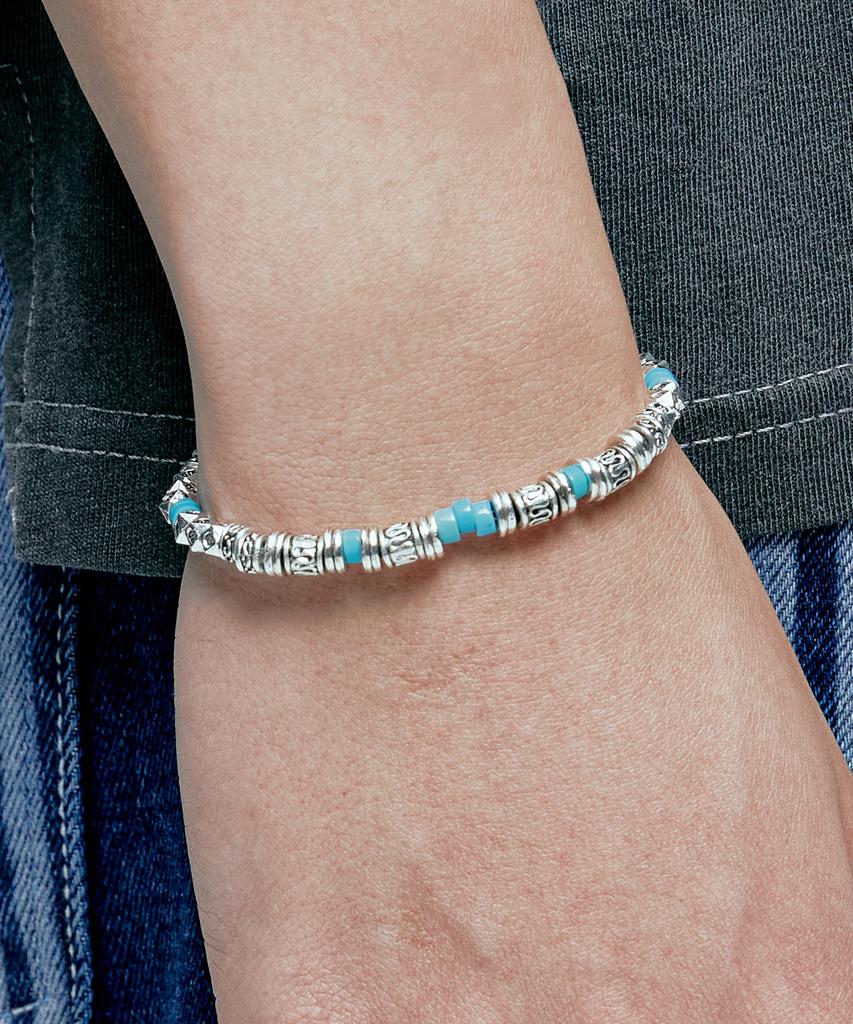Knd Silver & Turquoise Bead Bracelet