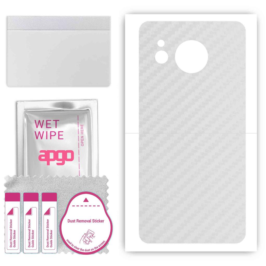 apgo Protective Skin Sticker for the back compatible with Sharp Aquos Sense7, Wrap Film, Foil, Vinyl - Pattern Transparent Carbon