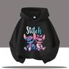 Disney Series Cartoon Print Stitch Children's Autumn and Winter Hooded Sweatshirt Boys' Sweatshirts Girls' Casual Basic Tops