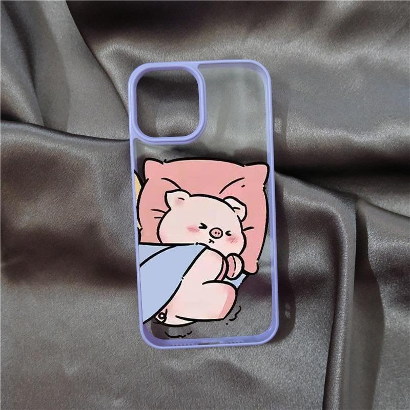 Cute Pink Pig Cartoon Couple Phone Case for IPhone 16 14 15 11 13 12 Pro Max Mini for IPhone X XS XR 7 8 Plus SE Clear Covers