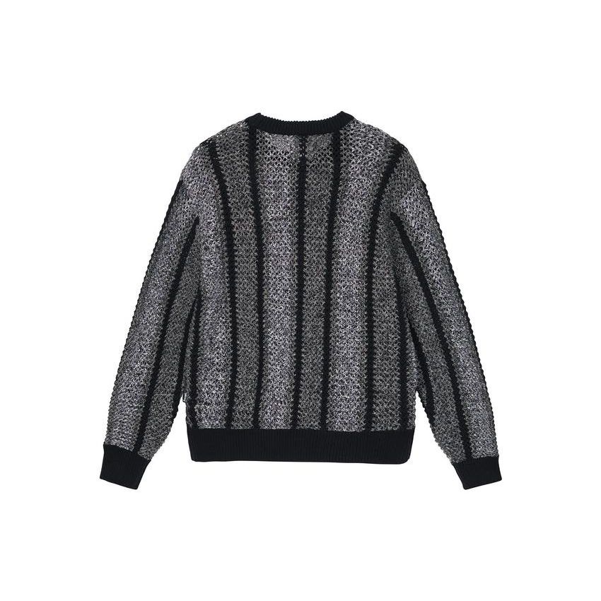 Stussy FW22 Striped Crew Neck Pullover Sweater Unisex sweater Black 117148