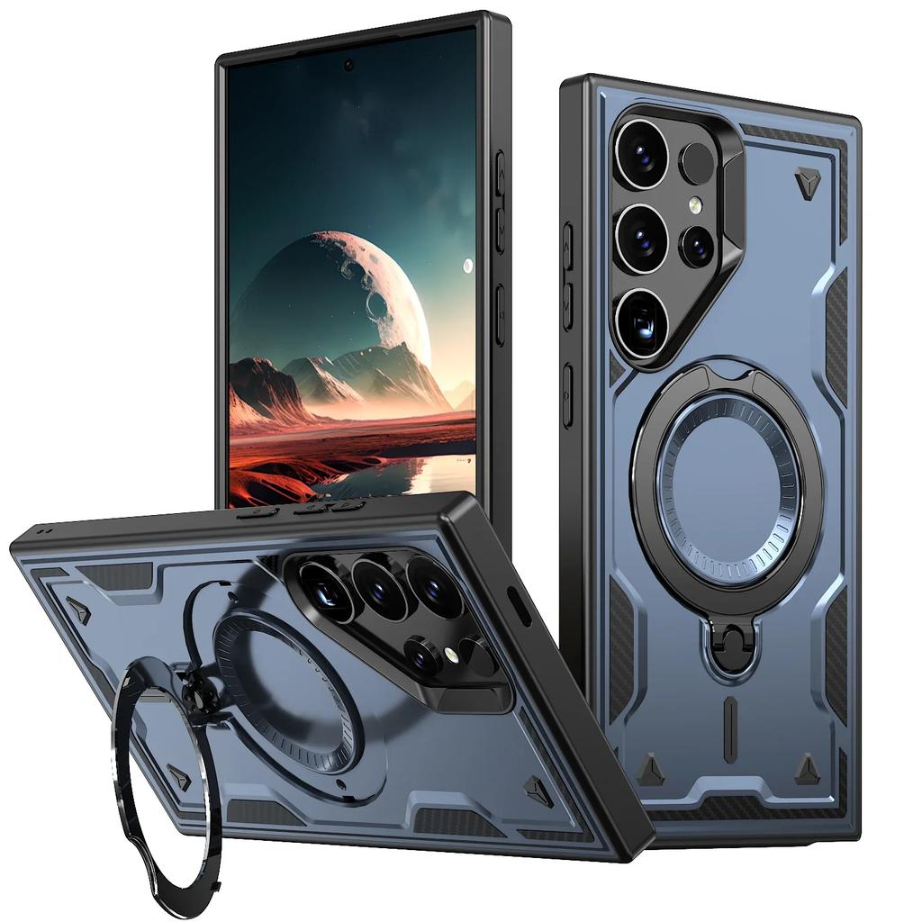 Für Samsung Galaxy S22 Ultra S23 FE S24+ S25 Plus Hülle Militärisch Sturzsicher 360° Drehbarer Ständer TPU Rahmen Kunststoff Handyhülle