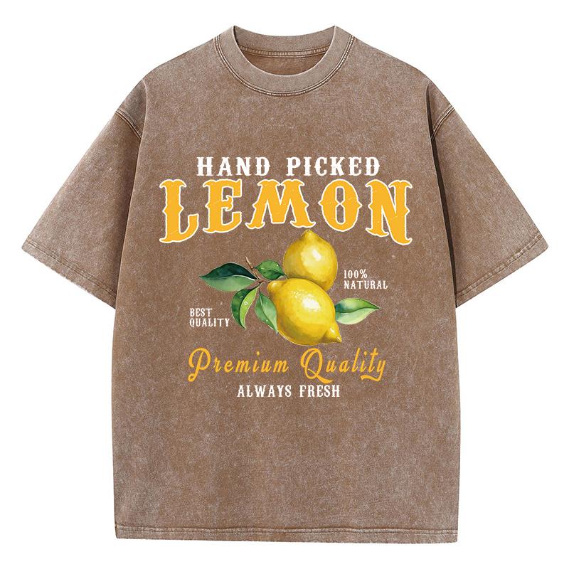 Summer Lemon Washed TShirts Womens Cotton Oversized ONeck T Shirts Fresh Fruit Prints Tops Casual Short Sleeve Woman Clothes