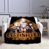 Deka Genshin s kresleným potiskem flanelová měkká a pohodlná deka rozkládací pohovka, kterou musíte mít jako dárek k narozeninám