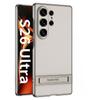 Custodia per Telefono con Supporto Invisibile Elettroplaccato per Samsung Galaxy S26 S25 S24 Ultra Copertura Protettiva Anti Caduta in Pelle Opaca