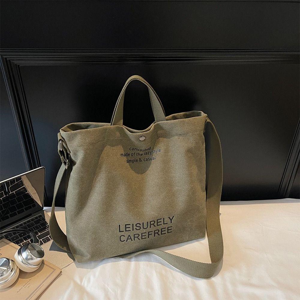 Premium Sense Thickened Canvas Retro Tote Bag Large Capacity Shoulder Strap Shoulder Bag Casual Crossbody Bags Daily Use