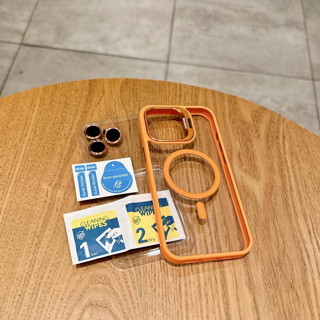 Custodia Protettiva in Silicone Trasparente a Colore Solido con Supporto per Obiettivo Fotocamera e Ricarica Magnetica per iPhone 17 16 PM 15 Plus 14 13 12 11 Pro Max