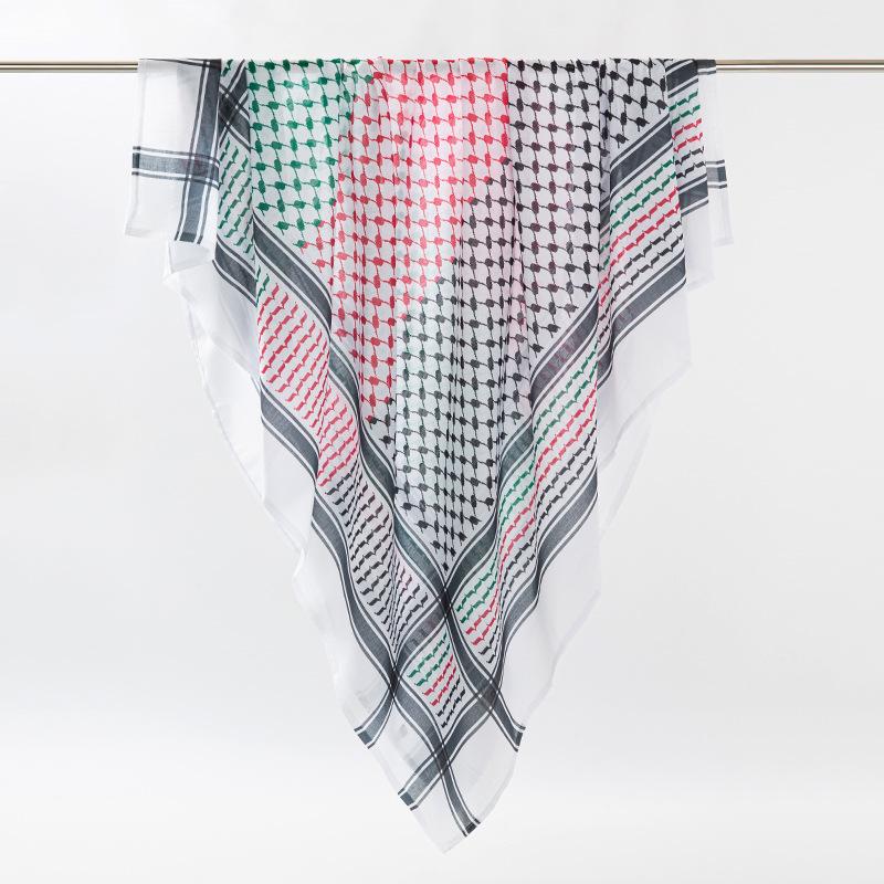 136X133Cm Tactical Desert Shemagh Keffiyeh Arab Tessel Scarf Wrap Outdoor Windproof Dustproof Face Protective Scarf Men Women