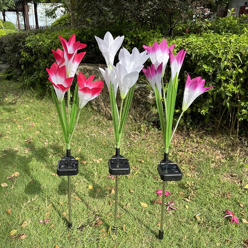 Solar Lily Flower Garden Lights - 3-Pack Colorful Set