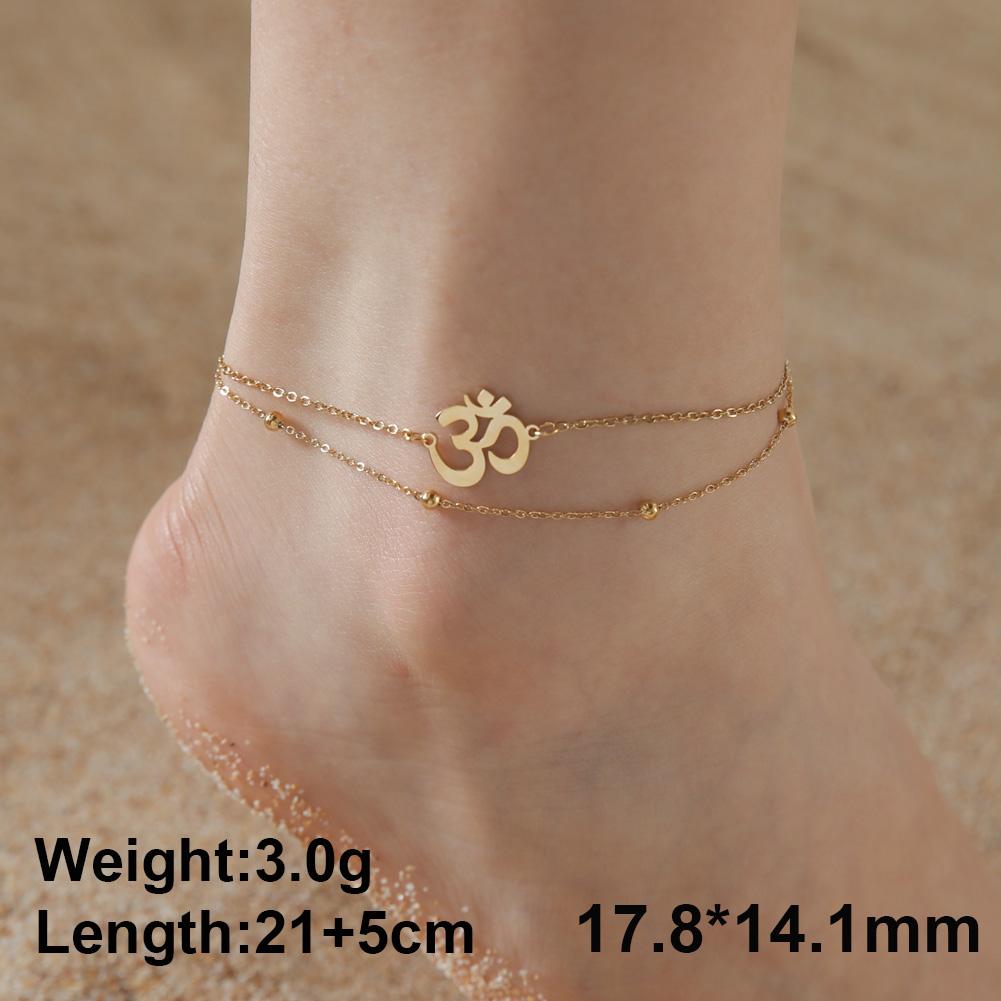 Dawapara Aum Om Ohm Sanskrit Symbol Anklets Bracelet Hindu Yoga Ankle Chain Bracelets Stainless Steel Spiritual Jewelry