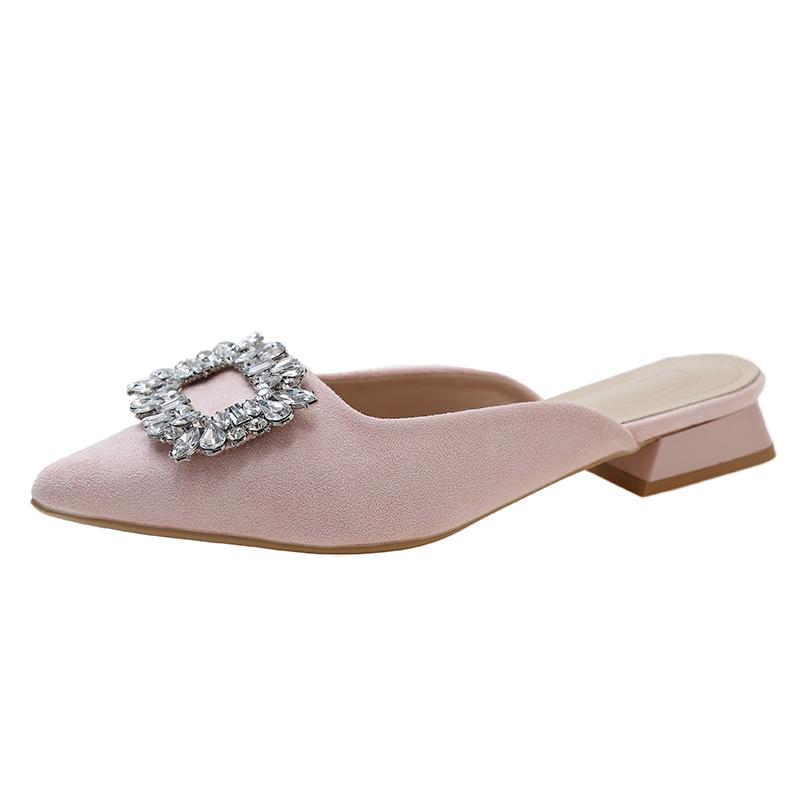 New Women's Shoes New Mules Women's High Heels Fashion Wedding Pump Women Rhinestone Pointed Toe Sandals Ladies Zapatos Mujer