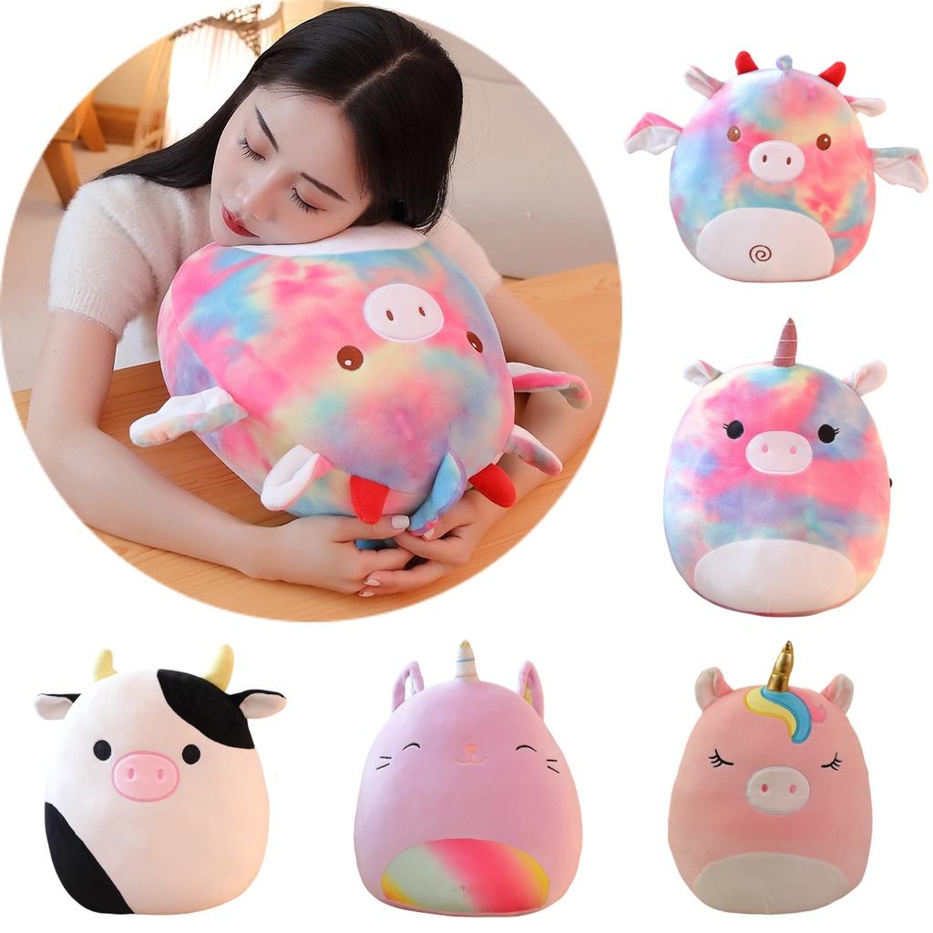 Cute Unicorn Plush Toy Bat Pillow For Kids Rainbow Pig Cat Cow And Bat Designs 35cm