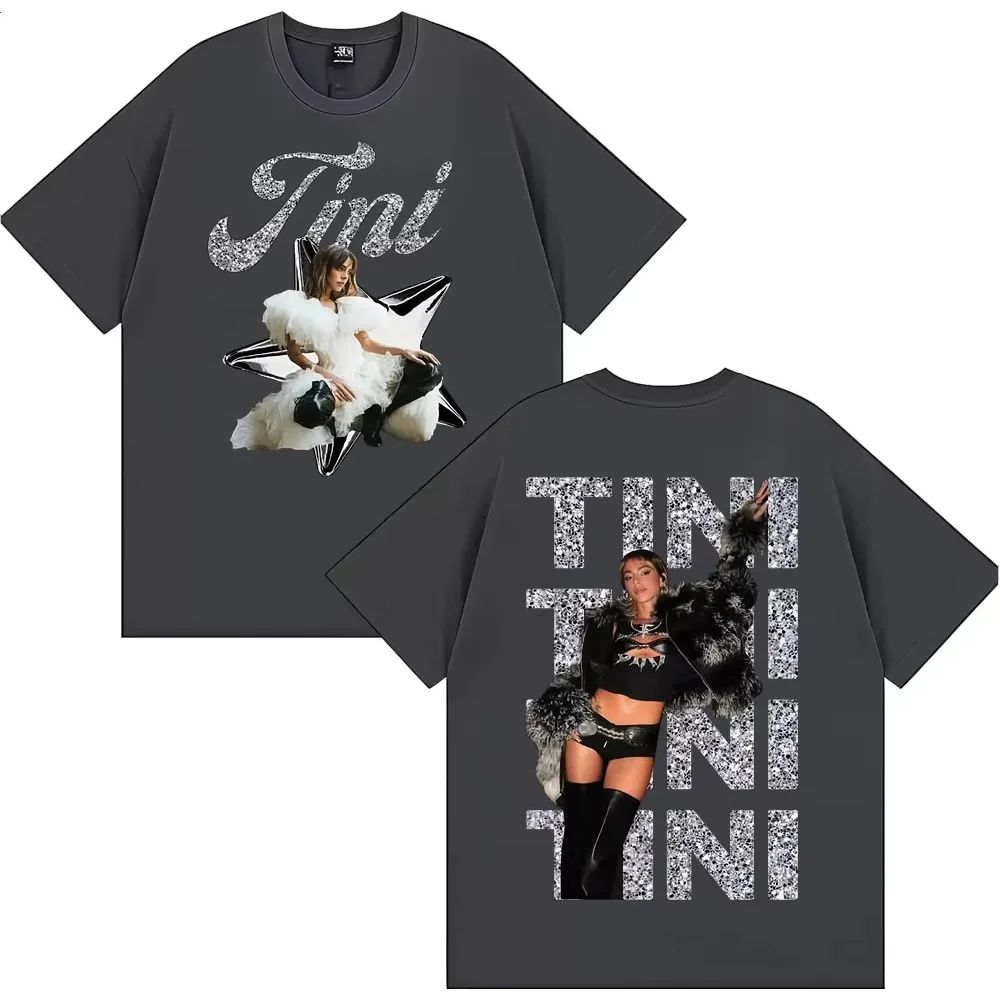 Hip Hop T Shirt Singer Tini Stoessel Album Double Sided Print Tops Fashion Aesthetic Vintage Tshirt Cotton Oversized Tshirts