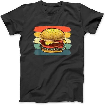 Cute Hamburger Design for Men Women Vintage Hamburger Burger T-Shirt Sweatshirt Hoodie Tanktop for Men Women Kids Black