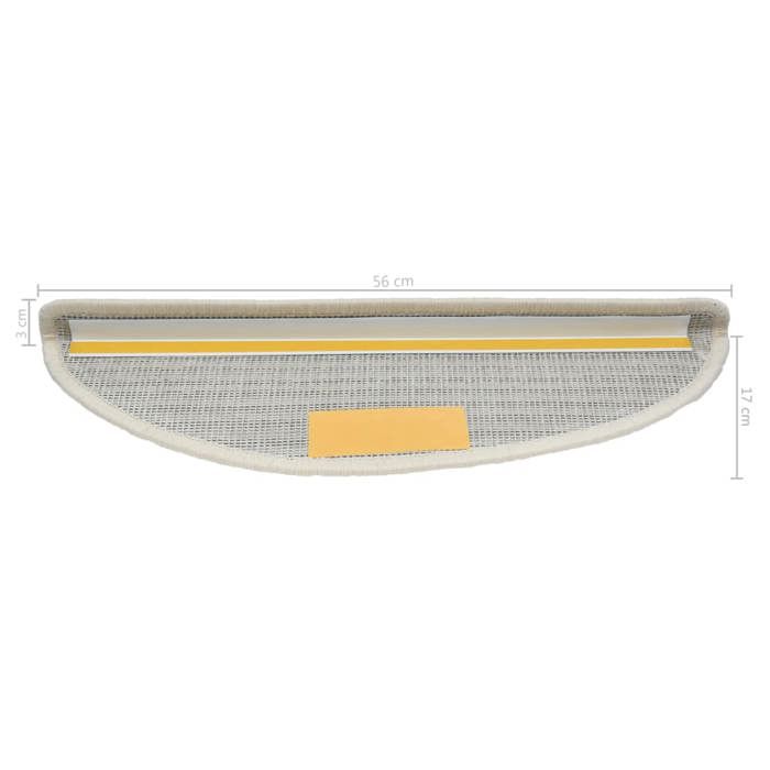 VidaXL Tapis d'escalier 15 pièces 56 x 17 x 3 cm Blanc Demi-rond 133898