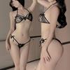 Sexy Three-Piece Lace Lingerie Set - Sheer, Chest-Enhancing Bra & Temptation Lacing Panties