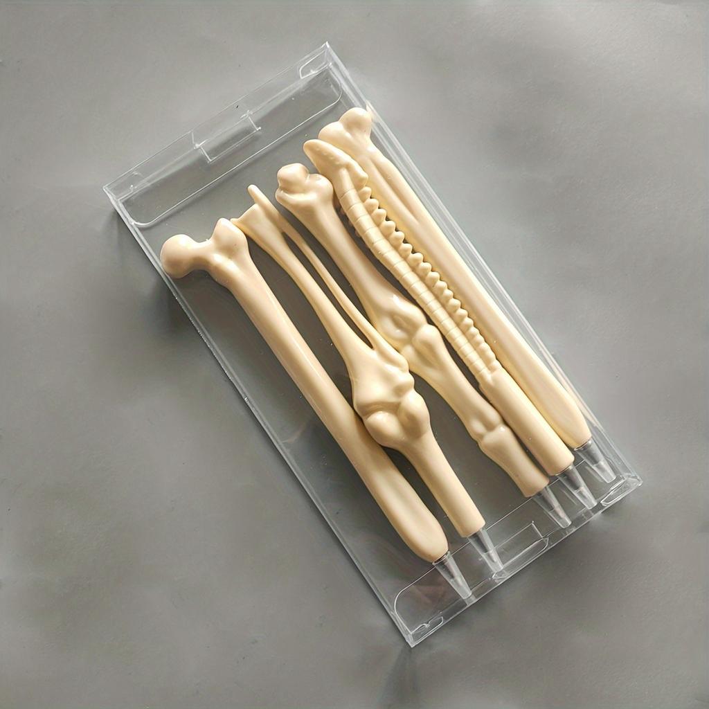 5 st/förpackning Kreativa Kulspetspennor Formade som Ben Rolig Unik Gåva För Sjuksköterskor Läkare Kontorsbruk Medicinsk Anteckningsbok Skrivmaterial