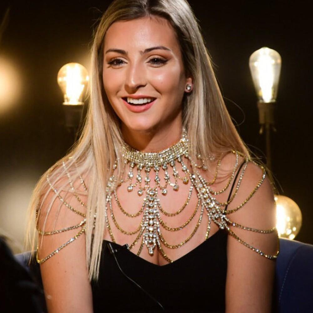 Multi-layer tassel shoulder chain metal sexy party banquet rhinestone body chain female