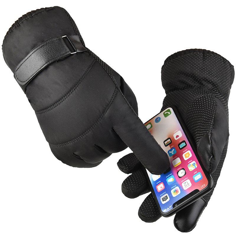 Down Cotton Gloves for Men and Women In Winter Warm Motorcycle Riding Waterproof Cold Proof Plus Velvet Thickened Outdoor Ski Gloves