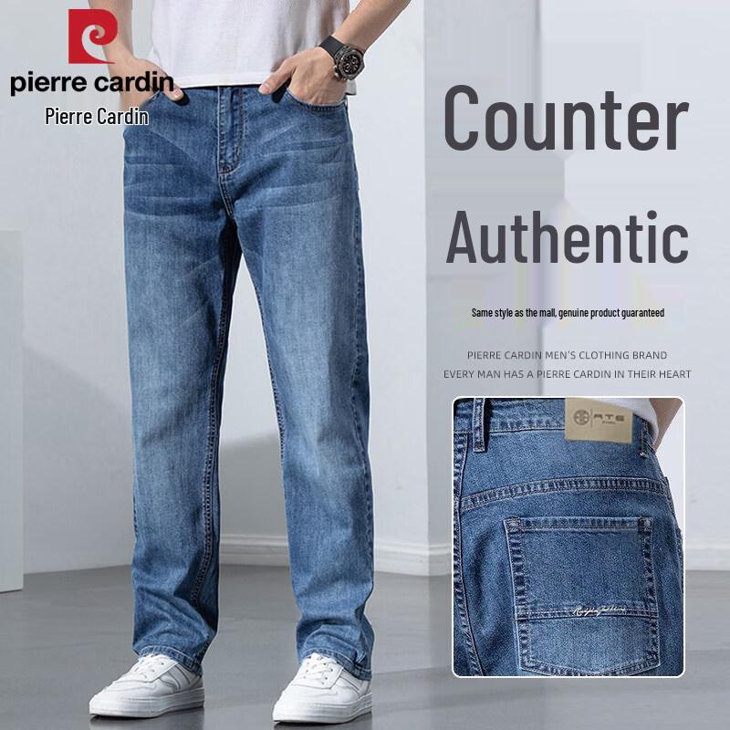 Pierre Cardin Men s Summer Straight-Leg Stretch Jeans 28