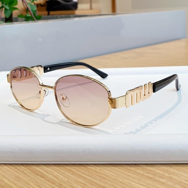 Vintage Retro Elliptical Metal Sunglasses With Uv400 Protection For Street Fashion And Outdoor Activities