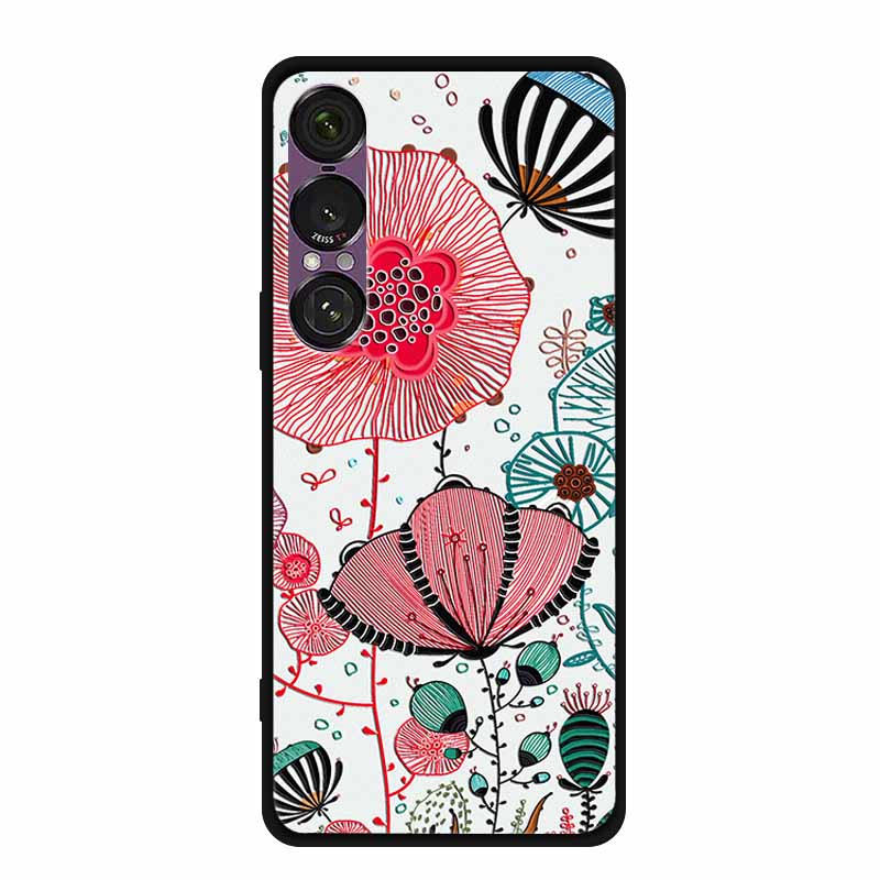 3D Emboss Case For Sony Xperia 1 VII 5G Case Flowers TPU Soft Silicone Back Cover For Sony Xperia 1 VII 2025 Phone Case XQ-FS54