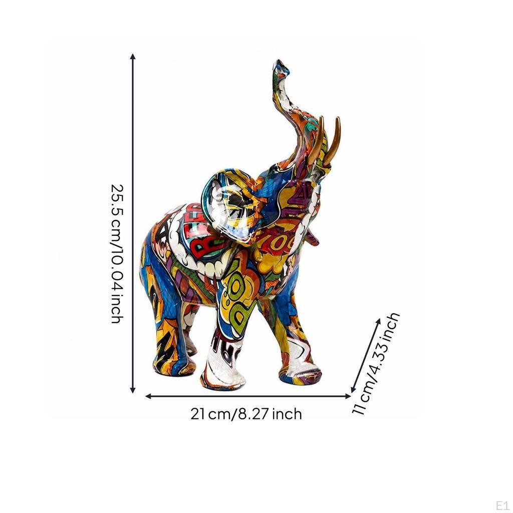 Elephant Figurine Graffiti Animal Modern for Office, Shelf